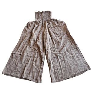 Light brown high waisted wide leg crop casual pants fit S/M stretch waist